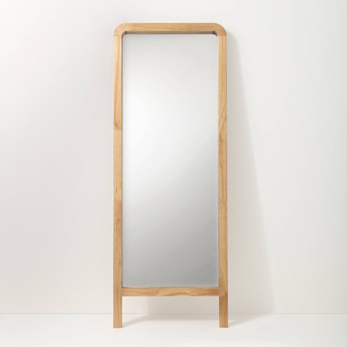 71 Standing Wood Framed Mirror Natural, Floor Standing Mirrors