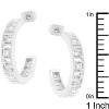 Slickblue Studded Cubic Zirconia Hooplet Earrings, Rhodium Finish, 1 ct, Round Cut Stones, Women's Jewelry - 3 of 3