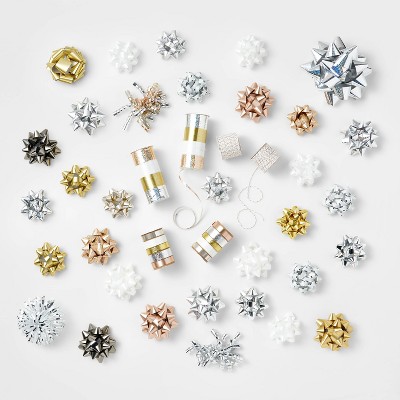 39ct Christmas Bow & Ribbon Kit Silver/Blush - Wondershop™