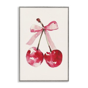 Stupell Industries Mod Cherries Tied in Bow Black Framed Giclee Art - 1 of 4