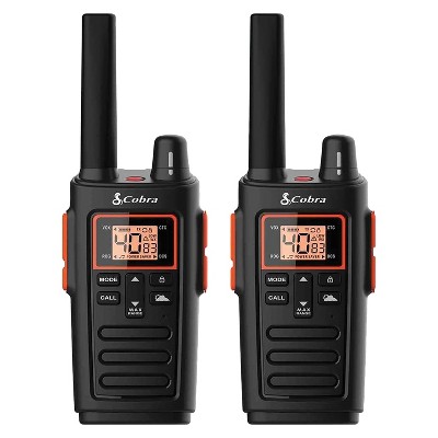 Cobra RX380 32-Mile-Range Weather-Resistant 2-Way Radios, 2 Pack (Black).