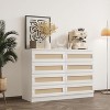8-Drawer Rattan Dresser - Modern Wide Wood Chest with Double Storage for Bedroom, Easy Assembly - 2 of 4
