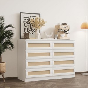 8 Drawer White Dresser for Bedroom, Modern Farmhouse Chest with Slim Wood Frame, Space-Saving TV Stand for Apartment or Small Spaces - 1 of 4