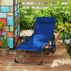 Resenkos Folding Outdoor Chaise Lounge Chair Tanning Chair With 5-Level Adjustable Back, Side Table, Pillow, Pocket, Dark Blue - 4 of 4
