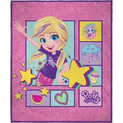 Intimo Polly Pocket It's Pocket Time! Soft And Cuddly Plush Fleece Throw Blanket Multicoloured