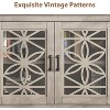 Farmhouse TV Stand for 81 Inch, Wooden Mid Century Modern Entertainment Center with Glass Door, LED Lights and Storage, for Living Room Bedroom - 4 of 4