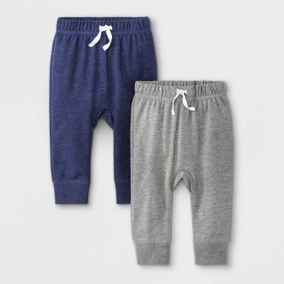 Baby Boys' 2pk Fench Terry Jogger Pull-On Pants - Cat & Jack™ Navy/Gray Newborn