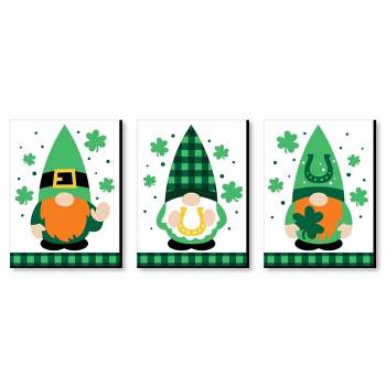 Big Dot of Happiness Irish Gnomes - St. Patrick's Day Wall Art and Holiday Room Decor - 7.5 x 10 inches - Set of 3 Prints
