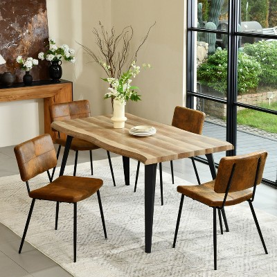 Homy Casa Modern Dining Table with Black Metal Legs for Kitchen and Dining Room