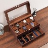12 Slot Men Watch Case With Drawer, Watch Display Case With Glass Lid, 2-Layer Watch Holder Organizer - 3 of 4