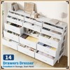 Jojoka 14 Drawer Dresser for Bedroom with Shelves & Side Pocket, Fabric Storage Organizer with Wood Top & Metal Frame, 55" Wide - 4 of 4