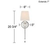 Possini Euro Design Irene Modern Wall Light Sconces Set of 2 Polished Nickel Hardwire 6" Fixture White Square Shade for Bedroom Reading Living Room - 4 of 4