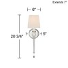 Possini Euro Design Irene Modern Wall Light Sconces Set of 2 Polished Nickel Hardwire 6" Fixture White Square Shade for Bedroom Reading Living Room - image 4 of 4