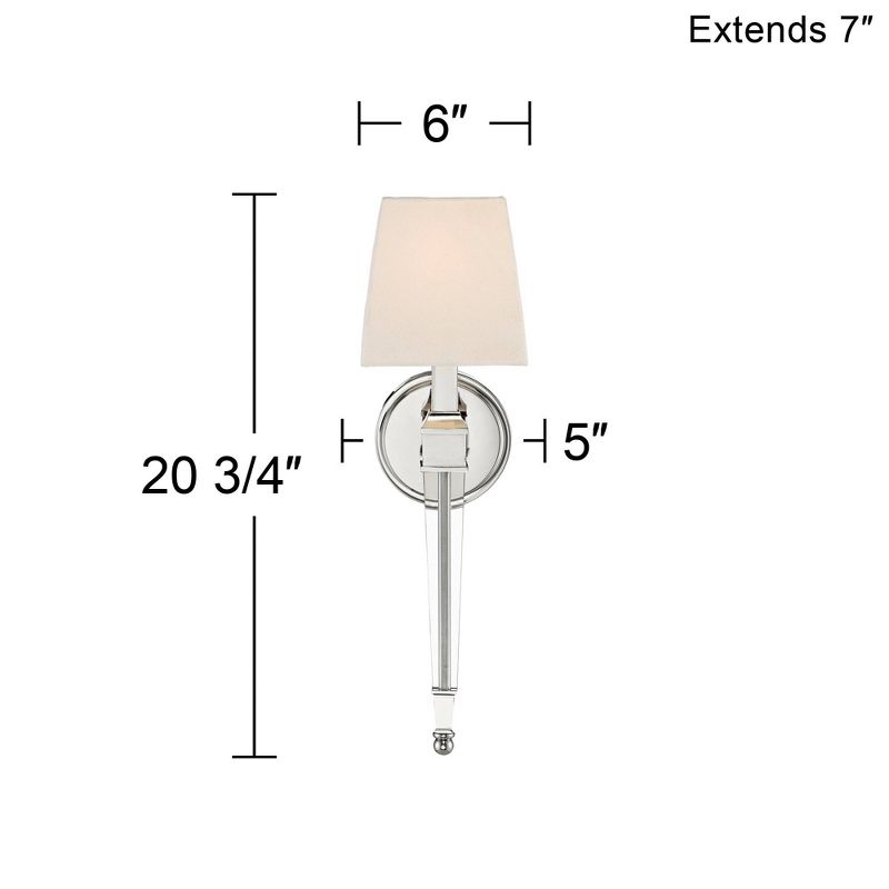 Possini Euro Design Irene Modern Wall Light Sconce Polished Nickel Hardwire 6" Fixture White Fabric Shade for Bedroom Reading Living Room Hallway Home, 4 of 8