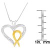 Haus of Brilliance Silver Two Toned 1/25 cttw Diamond Heart-Ribbon Pendant Necklace - 4 of 4