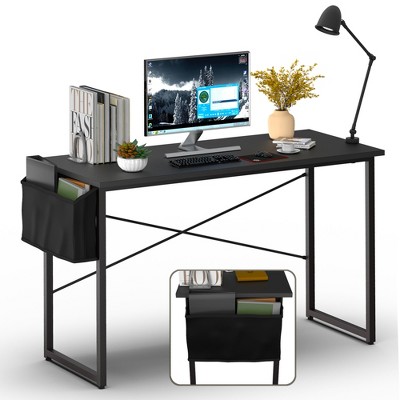 Costway Modern Computer Desk 47'' Study Writing Table w/ Storage Bag Black