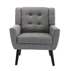 COWLOWN Beige Modern Ergonomic Accent Chair, Upholstered Lounge Chair with Back & Black Legs for Living Room, Bedroom, Office - 1 of 4