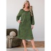 INSPIRE CHIC Womens One-piece Pajamas Shirt Floral Printed Long Sleeve Round Neck Tie Front Nightgown with Pocket - 2 of 4