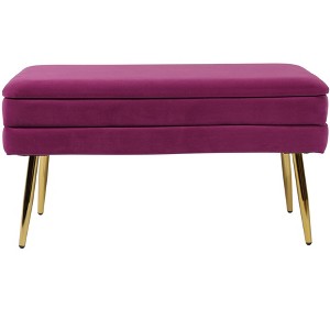 TOV Furniture Ziva 31" Velvet Storage Bench Plum 31.3"W x 14.8"D x 16.5"H - 1 of 4