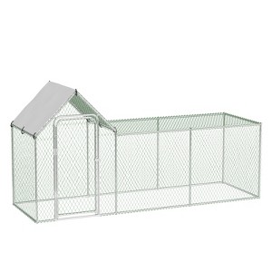 Large Metal Chicken Coop, Walk-in Poultry Cage Hen Run House, Tri-Supporting Wire Mesh Chicken Run for Outdoor Yard Farm Use 9.2'Wx24.9'Lx6.5'H - 1 of 4