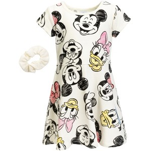 Disney Princess Frozen Minnie Mouse Moana Mulan The Little Mermaid Cinderella Skater Dress  Scrunchie Toddler to Big Kid - 1 of 4