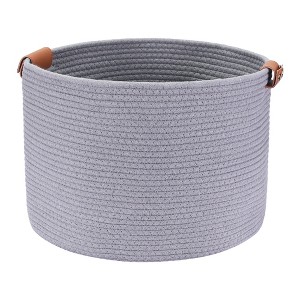 Unique Bargains Handcrafted Cotton Rope Widened Handles Storage Baskets - 1 of 4