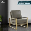 LeisureMod Jefferson Accent Arm Chair Upholstered in Faux Leather with Gold Stainless Steel Frame - 3 of 4