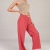 Anna-Kaci Lounge Women's Red Checkered Lounge Pants with Elastic Waistband White Bow Tie Detail and Relaxed Full-Length Wide Leg Fit - 3 of 4