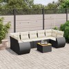 vidaXL 8 Piece Patio Sofa Set with Cushions Black Poly Rattan - Black and Cream - 2 of 4