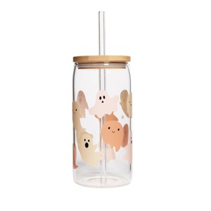 Sweet Water Decor Ghost Print Can Glass Tumbler -17oz - 1 of 2