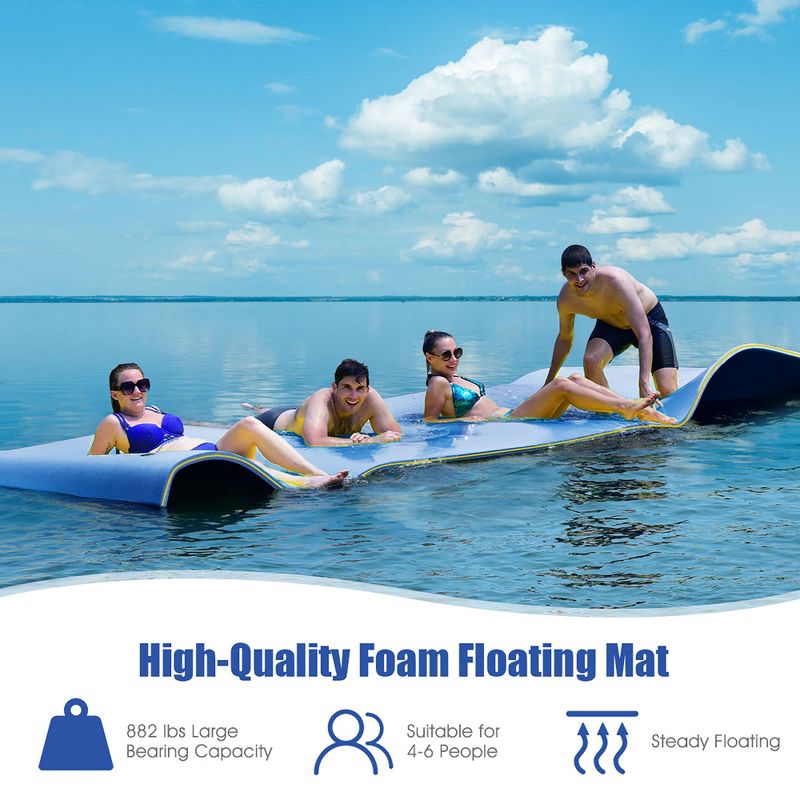 Costway 3-Layer Floating Water Pad 12' x 6' Floating Oasis Foam Mat Orange\Blue\Green, 5 of 10