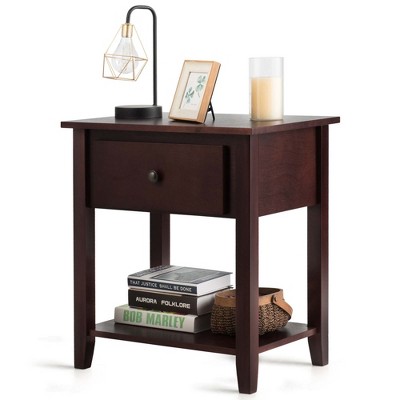 Costway Nightstand Beside Table Chest Sofa Table End Table Drawer Shelf
