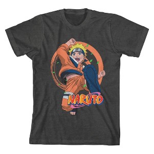 Naruto Classic Excited Naruto Youth Boy's Charcoal T-Shirt - 1 of 3