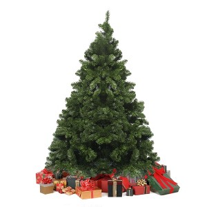 YARDSIGHT Unlit Green Hinged Artificial Fir Christmas Tree ¨C Pvc Material, Full Shape, Flocked Branches - 1 of 4