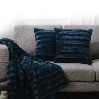 Blue Faux Fur Reversible Throw Blanket for Pets