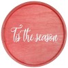 HomeRoots 14" Red And White Tis The Season Round Serving Tray With Handles - 4 of 4