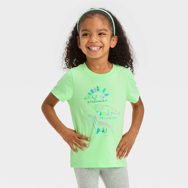 Toddler Girls' Dinosaur Short Sleeve T-Shirt - Cat & Jack™ Green, 1 of 5