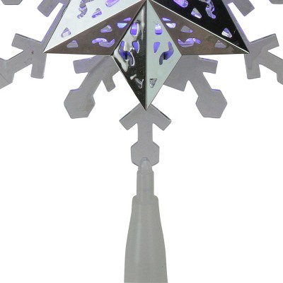 LED Lighted Rotating Silver Snowflake Christmas Tree Topper