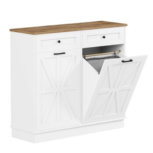 Tilt Out Trash Can Cabinet 10 * 2 Gallon Dog Proof with Double Wood Hidden Holder, Garbage Can Kitchen - 1 of 4