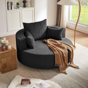 Sapphtopaz 1pc Accent Chair Upholstered Lounge Chair with 3 Removable Pillows, Swivel Round Sofa Chair, 360° Swivel Chair Accent Barrel Chair - 1 of 4