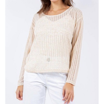 Women's Needle Out Long Sleeve Tee - PAPARAZZI