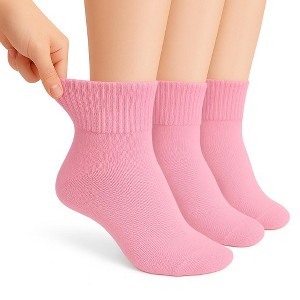 AWS/American Made Non-Binding Diabetic Ankle Socks – 3 Pair Pack, Moisture-Wicking Cotton (Unisex for Men & Women) - 1 of 4
