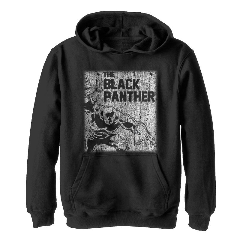 Boy's Marvel Black Panther Chalk Print Pull Over Hoodie, 1 of 5
