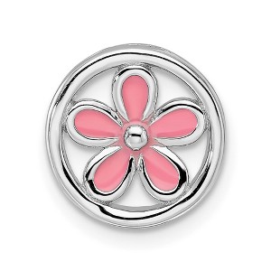 Black Bow Jewelry Sterling Silver Enameled Stackable Small Pink Flower Slide, 12mm - 1 of 4