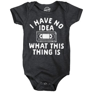 I Have No Idea What This Thing Is Baby Bodysuit Funny Sarcastic VHS Graphic Novelty Jumper for Infants - Crazy Dog Baby Bodysuit With Sarcastic - 1 of 4
