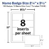 Avery Customizable Name Badges with Pins, 2.25" x 3.5", Clear Name Tag Holders with White Printable Inserts, 100 Pin Style Name Badges (74549) - 4 of 4