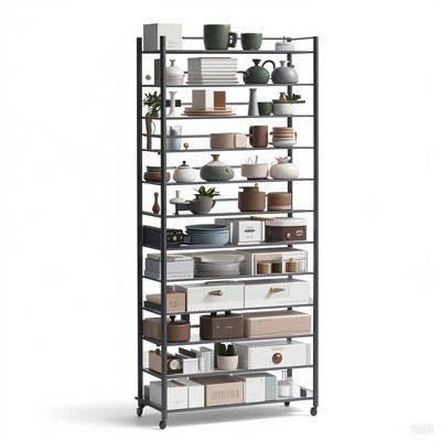 12-Tier Shoe Rack Tall Metal Shoe Storage Organizer