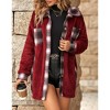 Women's Plaid Patchwork Fleece Coat with Button - Up Front and Functional Pockets - 4 of 4