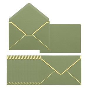Unique Bargains Thick Paper Greeting Card A7 Envelopes with Gold Border 5" x 7" 200 Pcs - 1 of 4