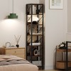 Narrow Bookshelf Tall Skinny Bookcase 6 Tier Storage Rack Rustic Industrial Bookshelf Small Freestanding Bookshelves - 2 of 4